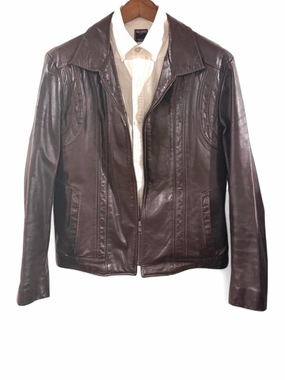 Vintage 80s Brown Genuine Leather Jacket Size Men’s Large (42)
